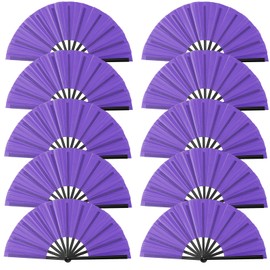 10 Pcs Boots on The Ground Hand Fan Bulk, Folding Popping Clacking Fans for Line Dancing (Purple)
