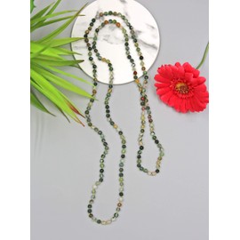 Collar con abalorio de microcorte de piedra semipreciosa, peso ligero, Mala Chakra infinito, sin fin, para mujeres o niñas