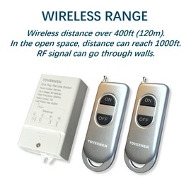 Wireless Switch 400ft Long Range Wide Voltage 85~265V Large Load Remote Control for Lights Pumps Water Heaters Vacuum(2 Remote)