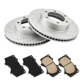 Torchbeam Front Geomet Drilled & Slotted Brake Rotor & Ceramic Brake Pads Kit Replacement 31327+D976 Fit for 4Runner 2003-2009, FJ Cruiser 2007-2014, Tacoma 2005-2021, Disc Brake Rotors and Pads