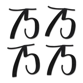 Black Glitter 75 Cut-Out Numbers, 75th Birthday Party Anniversary Decorations DIY Essentials