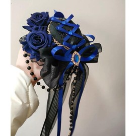 Toku to Yu Gothic Lolita Small Hat, Lolita Accessories, Mini Hat, Dark Style, Gothic Rose, Ribbon, Lace, Clip, Lolita Western Dress, Cute, Hanamaru, Magnificent, Princess Style, Elegant Gift Hat, Hair