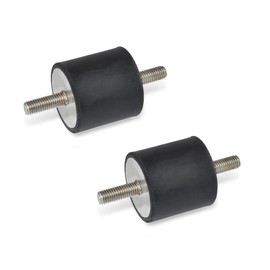 Ganter Normelemente Rubber buffer, stop buffer | GN 451-20-20-M6-SS-55 | 2 pieces | natural rubber/stainless steel | with screw M6, black, d1: 20 h1: 20 d2: M6x18