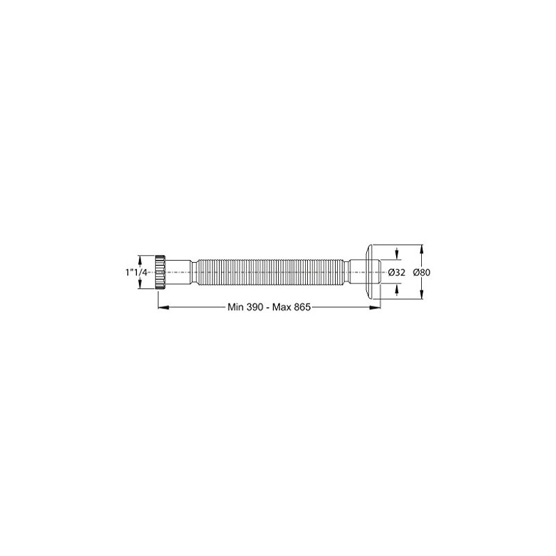 Flexible Outlet Pipe 1.1/4 Chrome-Plated Extendible Outlet of 32 mm