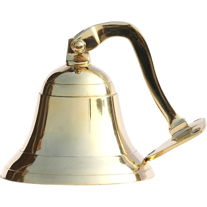 Handcrafted Trading Co Wall Mountable Nautical Brass Bell 4" Gold