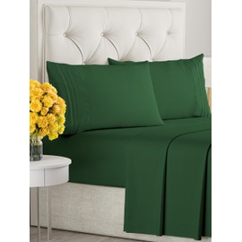 Full Size 4 Piece Sheet Set - Comfy Breathable & Cooling Sheets - Hotel Luxury Bed Sheets for Women & Men - Deep Pockets, Easy-Fit, Soft & Wrinkle Free Sheets - Emerald Green Oeko-Tex Bed Sheet Set