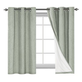 H.VERSAILTEX Primitive Linen Curtains 100% Blackout Curtain Drapes Burlap Fabric Curtains with White Thermal Insulated Liner, Grommet Top Curtains Living Room/Bedroom (2 Panels, 42 x 54 Inch, Sage)
