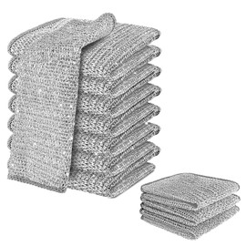 10 Pcs Wire Cleaning Cloths - Multifunctional Non-scratch Wire Dishcloths, Soft Microfiber Dishwashing Rags for Wet and Dry Cleaning, Reusable Mesh Dish Cloths for Kitchen Washing Dishes