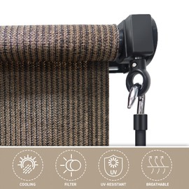 Amagenix Outdoor Roller Shades 4'(W) x 8'(H), Exterior Cordless Patio Shades Roll up Outdoor Blinds for Porch Gazebo, Mocha