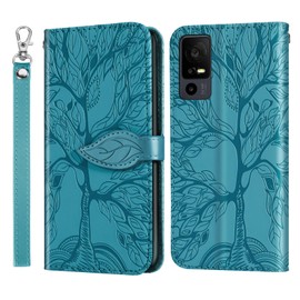 Aimigel Wallet Case for TCL 40 XL 5G with Card Holder/Slot,PU Leather Flip Folio Shell [Magnetic Closure][Wrist Strap][Kickstand] Shockproof Cover Fit TCL 40 XL 5G,Turquoise