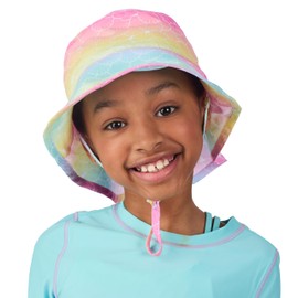 Saint Eve Kids Toddler Sun Hat – Infant UPF 50+ Wide Brim Hats with Neck Flap and Adjustable Fit – Lightweight with Breakaway Chin Strap – Bright Prints – Boys Girls, Rainbow Mermaid