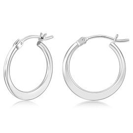 Gacimy Small Silver Hoop Earrings for Women 14k White Gold Plated, Flattened Silver Hoops Hypoallergenic Silver Earrings Hoops 20mm, 20MM, Brass White Gold Sterling Silver, No Gemstone
