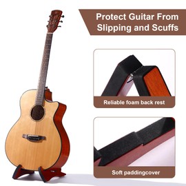 BORGBAR Acoustic Guitar Stand Floor, Wood Guitar Stand, Foldable Electric Guitar Stands Floor, Non-Slip Portable Wood Guitar Stand Holder Floor for Multiple Guitars (Mahogany Color)