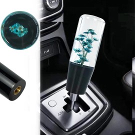 Unbranded Universal 15cm JDM Clear Blue Real Flowers Manual Gear Stick Shift Knob Shifter