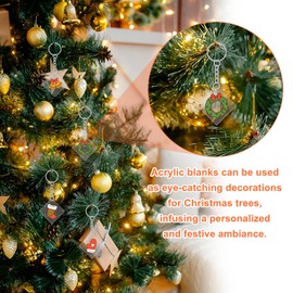 72Pcs Acrylic Keychain Blanks Set, Including 24pieces Clear Acrylic Ornament Blanks, 24pieces Key Rings with Chain, 24pcs Jump Rings for Vinyl, Christmas Decor, Painting, DIY Crafting