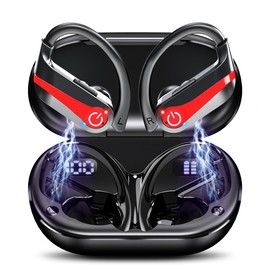 DEGIA VONGA Audífonos de Oído Abierto Bluetooth 5.3,13mm Controladores,Reducción de Ruido AI, 120 Horas de Batería, La Pantalla de los Auriculares Muestra la batería (Negro)