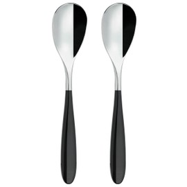 Grunwerg 2DS650BK Yin & Yang Dessert Spoons, Stainless Steel, Black