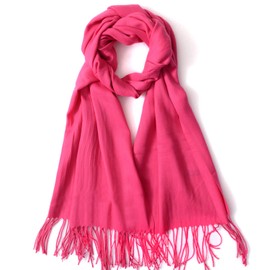 Winter Long Wool Soft Warm Tassel Scarves for Women Men Ladies 20 Solid color Scarfs Women Men Shawls and Wraps, Rose Red, 200cm*70cm