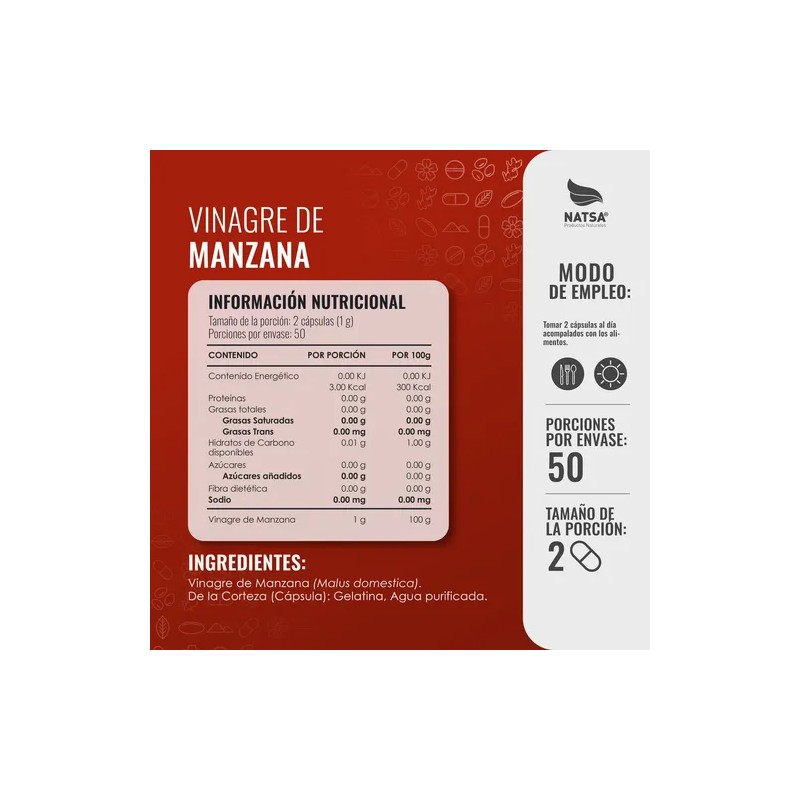 Vinagre De Manzana, 300 Cápsulas (3 Frascos 100 Cap C/u)
