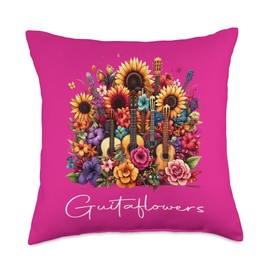 Guitaflowers Sunflower & Guitar Aloha Spirit Throw Pillow
