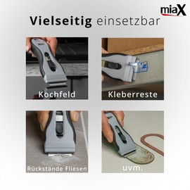 miaX Hob Scraper 2.0 with Automatic Blade Change and 8 Blades