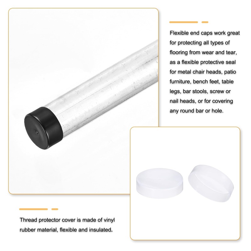 sourcing map 200mm(7 7/8") Rubber End Caps, Round Vinyl Plug