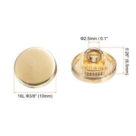 HARFINGTON 30pcs 16L Metal Round Flat Sewing Buttons 10mm Alloy Shank Craft Replacement Button for Men Women Suit Woolen Coat Shirt Trousers Sewing Crafts, Rose Gold