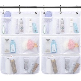 Fammart Mesh Shower Caddy Hanging, Quick-Drying Shower Organizer with 7 Pockets, Portable Bathroom Organizers and Storage for Shampoo, Soap, Loofah, Travel, and Cruise Essentials