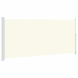 vidaXL Outdoor Privacy Solution - Patio Retractable Side Awning - Tear- and UV-Protective Polyester Screen with Automatic Roll-Back Function - 86.6"x196.9", Cream and Gray