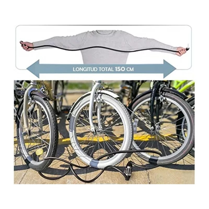 Candado Combinacion Cerradura1.5m Flexible 5dígito Bici Moto
