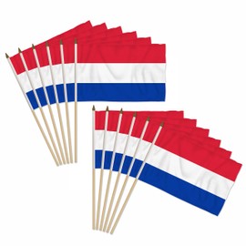 Netherlands 12x18in Stick Flag - 1 dozen pack