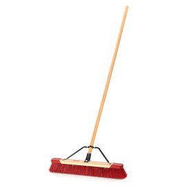 Harper 7324P1 Premium Indoor/Outdoor Wet/Dry All-Purpose Hardwood 24 in. Push Broom Semi-Stiff Bristles, Brown