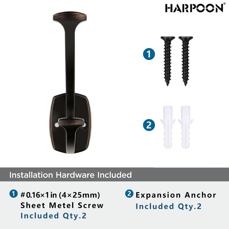 HARPOON Double Prong Decorative Wall Hook | 3 Pack Oil