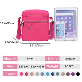 Bolso bandolera casual para mujer, de nailon, impermeable, con múltiples bolsillos con cierre, Azul oscuro