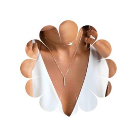 Allereyae Vintage Layered Bar Dove Choker Necklace Vertical Bar Pendant Necklace Gold Peace Dove Collar Necklace Geometric Stick Necklace Chain for Women