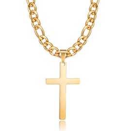 HSWYFCJY Kreuz kette Herren Kreuzkette Silber Gold Schwarz Edelstahl umgekehrtem Anhänger mit Kreuz Halskette für Männer Christliches Kreuz Halskette 20"/24"/28"