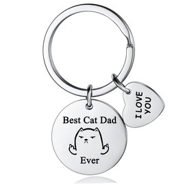 Funny Cat Dad Keyring Gift Dad Keychain for Cat Lover Best Cat Dad Ever Key Ring Present Funny Father’s Day for daddy dad from daughter son Cat Owner Gifts Pet Rescue Gifts (Best Cat Dad Ever)