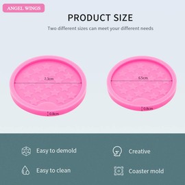 2PCS Car Coaster Molds Diameter 2.5/2.8 inches Round Coaster Silicone Mold Star Pattern Super Glossy Resin Silicone Mold DIY Epoxy Mould Polymer Clay Silicone Molds Decoration Craft