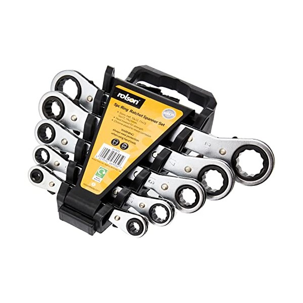 Rolson 46905 5 pc Ratchet Ring Spanner Set