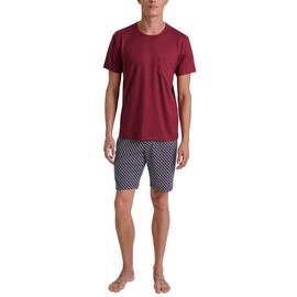 CALIDA Relax Imprint Men's Short Pyjamas, Made from 100% Cotton, Easy Care, Elastic and Dimensionally Stable, in Single Jersey, Mars Red, 56