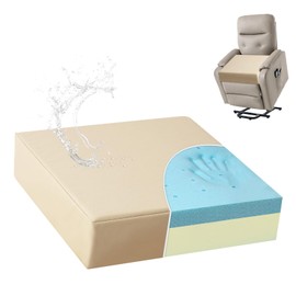 Shinnwa Gel Memory Foam Recliner Cushion for Elderly, Waterproof Faux Leather Chair Pad, Dual-Layer Foam Seat Cushion for Couch, Armchair, Wicker Chairs, Floor, 20 × 20 × 5in, Black