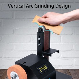 YZCHAIN Mini Belt Sander with 10 Abrasive Belts, Angle Adjustable Bench Belt Grinder, Variable Speed Control & Digital Display, 350W Power Sander for Woodworking Metal, G6M-ZJL-ONR648