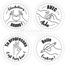 Avenue Mandarine CO213C - Set of 4 Stamps (Congratulations, With Help, Do Progress and Beautiful Writing)