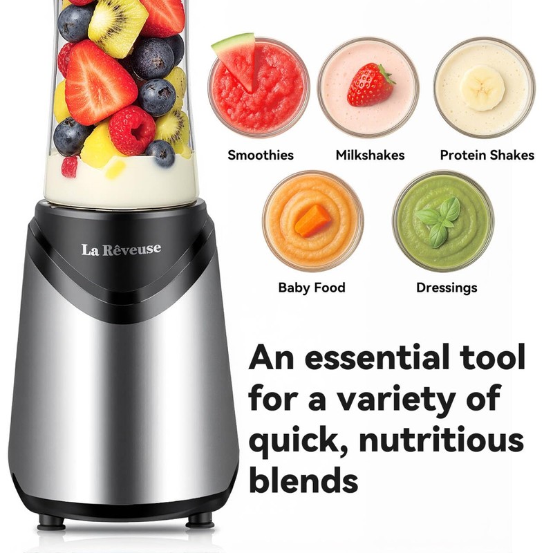 La Reveuse Smoothie Blender Personal Size 300 Watts with 2