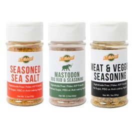 KC Natural - Paleo AIP Seasoning and Salt Bundle (3 Pack) - Mastodon Rub (2.5 oz), Seasoned Sea Salt (2.5 oz), All Purpose Seasoning (2.5 oz)