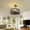 Sloped Rustic Semi Flush Mount Ceiling Light Fixture,3-Light Round E26