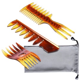 Tumosando Men's Comb, Coarse Comb, 3-Piece Set, Set of 3, Comb, Includes Waterproof Pouch, Styling Comb, Comb, Anti-Static, Men's Comb Set