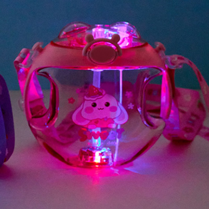 450ml Kids Water Cup with Handle and Lanyard Plastic Straw