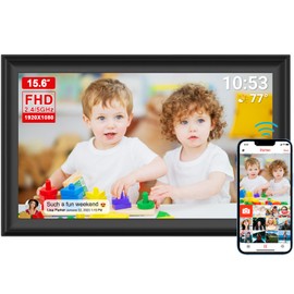 15.6inch FRAMEO Digital Photo Frame with 1920x1080 FHD IPS LCD Touch Screen, Dual-WiFi Share Photos & Videos Via Frameo App, Support USB Drive/SD Card Extend Storage, Motion Sensor, Auto-Rotate