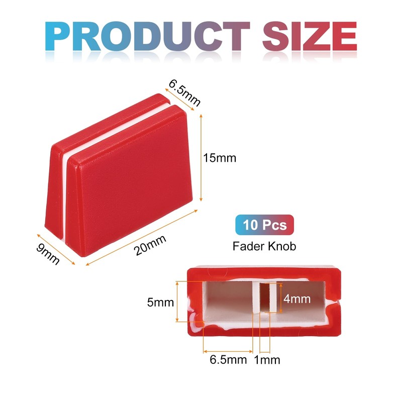 sourcing map Universal Fader Knobs, Red Mixer Fader Caps Slider